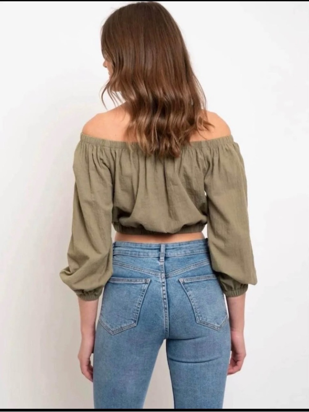 Summer Crop Top Green with Long Sleeve - Picture 2 of 3
